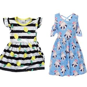 2 pieces set Little Girls dresses Lovely kids toddler Birthday casual Party NEW